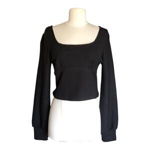 Band Of The Free NWT Scoop Neck Open Back Ribbed Knit Crop Black Top Medium